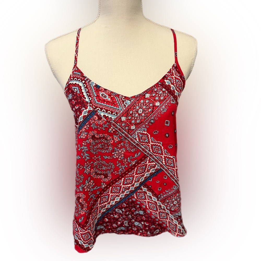 HOLLISTER Red boho chic spaghetti strap top/Blouse. Size Small.
